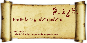 Hadházy Árpád névjegykártya